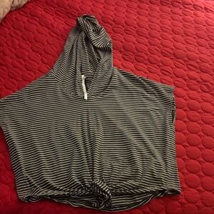 lululemon athletica Striped Hooded Crop Top - Black & White